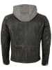 JILANI Bikerlederjacke Lammnappa Kapuze in Schwarz