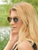 styleBREAKER Panto Sonnenbrille in Gold / Grau-Beige Verlauf