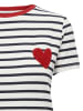ONLY Gestreiftes T-Shirt Herzdetail und Kontrastsaum in Rot