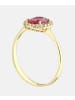 Vanlere Cluster-Ring aus 375 Gelbgold mit Zirkonia mit Rubin
