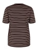 KAFFE curve T-Shirt kurzarm KCjilla Regular fit in Chocolate Brown/Chalk Stripes