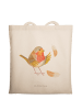 Mr. & Mrs. Panda Tote Bag Rotkehlchen Federn ohne Spruch in Creme