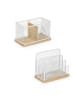 relaxdays 2-tlg. Schreibtisch-Organizer-Set in Weiß/ Natur