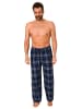 NORMANN Flanell Schlafanzug Pyjama Hose Karo in marine