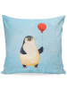 Mr. & Mrs. Panda Sofa Kissen Pinguin Luftballon ohne Spruch in Eisblau