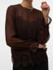 Vero Moda Lange Bluse mit Spitzendetail in Chocolate Torte