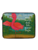 Mr. & Mrs. Panda Laptop Tasche Flamingo Yoga Design mit Spruch in Weiß