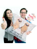 Mr. & Mrs. Panda sitzkissen Faultier Pärchen mit Spruch in Grau Pastell