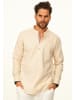 behype Langarmhemd - aus Leinen im Regular-Fit Tunikahmed in Beige