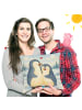 Mr. & Mrs. Panda Kissen Pinguin umarmen Design ohne Spruch in Weiß