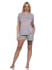 NORMANN Kurzarm Schlafanzug Shorty Herz - 79074 in grau