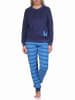 NORMANN Frottee Pyjama Hose gestreift Oberteil - 76960 in navy