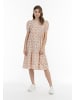 myMo Damen Midi Kurzarmkleid in Creme Mehrfarbig