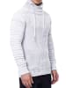 Rusty Neal Biker Grobstrick Stehkragen-Pullover in Weiß