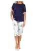 NORMANN Schlafanzug kurzarm Pyjama floraler Print Jersey - 85007 in marine