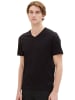 Tom Tailor T-Shirt V-NECK in Schwarz