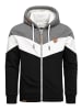 Amaci&Sons Sweatjacke im Block-Design ARDMORE in Anthrazit/Weiß/Schwarz