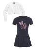Kidsworld Bolero, Kleid & Leggings in marine/weiß