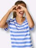 Comtessa Sleepshirt in mittelblau-ecru-gestreift
