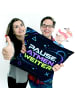 Mr. & Mrs. Panda Kissen Controller futuristisch Design mit Spruch in Weiß