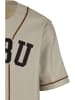 FUBU FUBU Herren FM233-007-1 FUBU College Leather Baseball Jersey in creme/black/brown