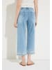 More & More verkürzte Jeans, bestickter Saum in light blue denim