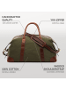SID & VAIN Reisetasche Canvas & Leder echt Leder Weekender groß olive-braun in blau