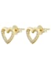 Adeliás Damen Ohrringe – Ohrstecker Herz aus 925 Silber mit Zirkonia in gold