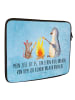 Mr. & Mrs. Panda Notebook Tasche Pinguin Lagerfeuer mit Spruch in Eisblau