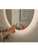Furn.Design Badmöbel-Set 2-teilig weiß Hochglanz, Eiche, Badmöbel mit LED Beleuchtung 60 cm