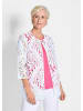 GOLDNER Kurzgröße:  Weiße Jacke mit Blätterdessin in weiß