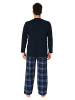NORMANN Schlafanzug lang Pyjama karierte FlanellHose - 76609 in blau