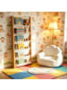 relaxdays Bücherregal "7 Stofftaschen" in Weiß - (B)44,5 x (H)118 x (T)6 cm