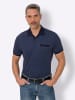 Sieh an! Kurzarm-Poloshirt in marine-mittelblau-bedruckt
