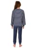 NORMANN langarm Frottee Schlafanzug Pyjama Bündchen Streifen - 77076 in navy
