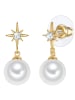 Yokoamii Ohrringe aus Messing mit Zirkonia und Muschelkernperle in gelbgold