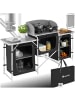 tectake Campingküche XXL mit Aluminiumgestell und 5 Fächern  172 x 52 x 104 cm, schwarz