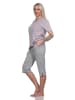NORMANN Kurzarm Schlafanzug Caprihose Herz - 78870 in grau