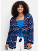 sheego Ajourstrickjacke in marine-gemustert