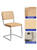 ABRIHOME Esszimmerstuhl in Khaki Rattan mit Chrombeinen 2er Set