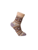 Yuhu Kuschelsocken Damen 2er Pack Baumwolle Norweger-Muster in Beige