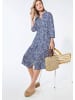 GOLDNER Blusenkleid mit Print und 3/4-Arm in royalblau / weiß / gemustert