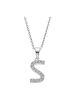 LOTUS silver Buchstabe S Halskette 925 Sterling Silber ca. 42cm silber, weiß