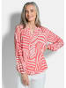 GOLDNER Kurzgröße:  Grafische Viskosebluse mit Schlitz in koralle / gemustert