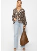 SASSYCLASSY Musselin Blusenjacke mit Bindebänder in Leo-Print in Braun