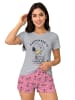Snoopy Peanuts Snoopy Comforting a Friend Pyjama Kurzarm Shirt mit Shorts in grau/rosa