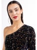 faina Damen One-Shoulder-Pailletten Top in Blau
