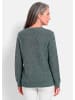 GOLDNER Kurzgröße:  Strickpullover mit V-Ausschnitt in graugrün