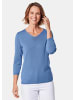 GOLDNER Kurzgröße:  Baumwollpullover mit Ajour-Details in jeansblau