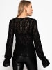 SASSYCLASSY Langarm Spitzenshirt mit Volantärmeln in Schwarz
